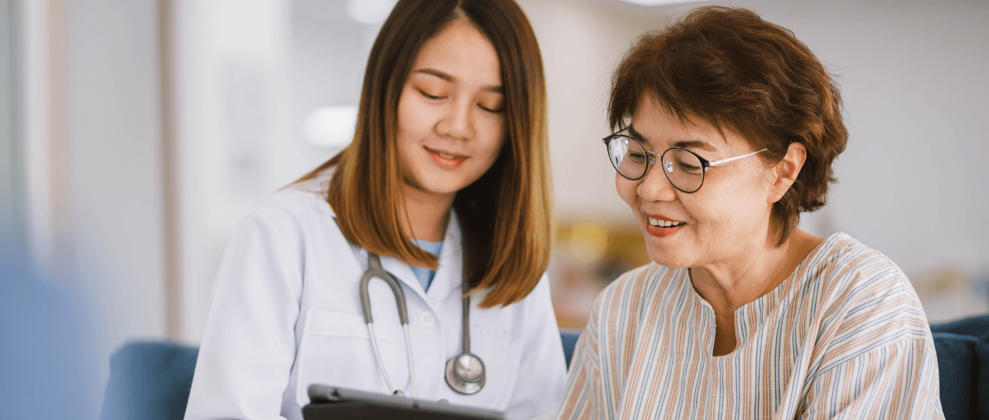 doctor showing patient results