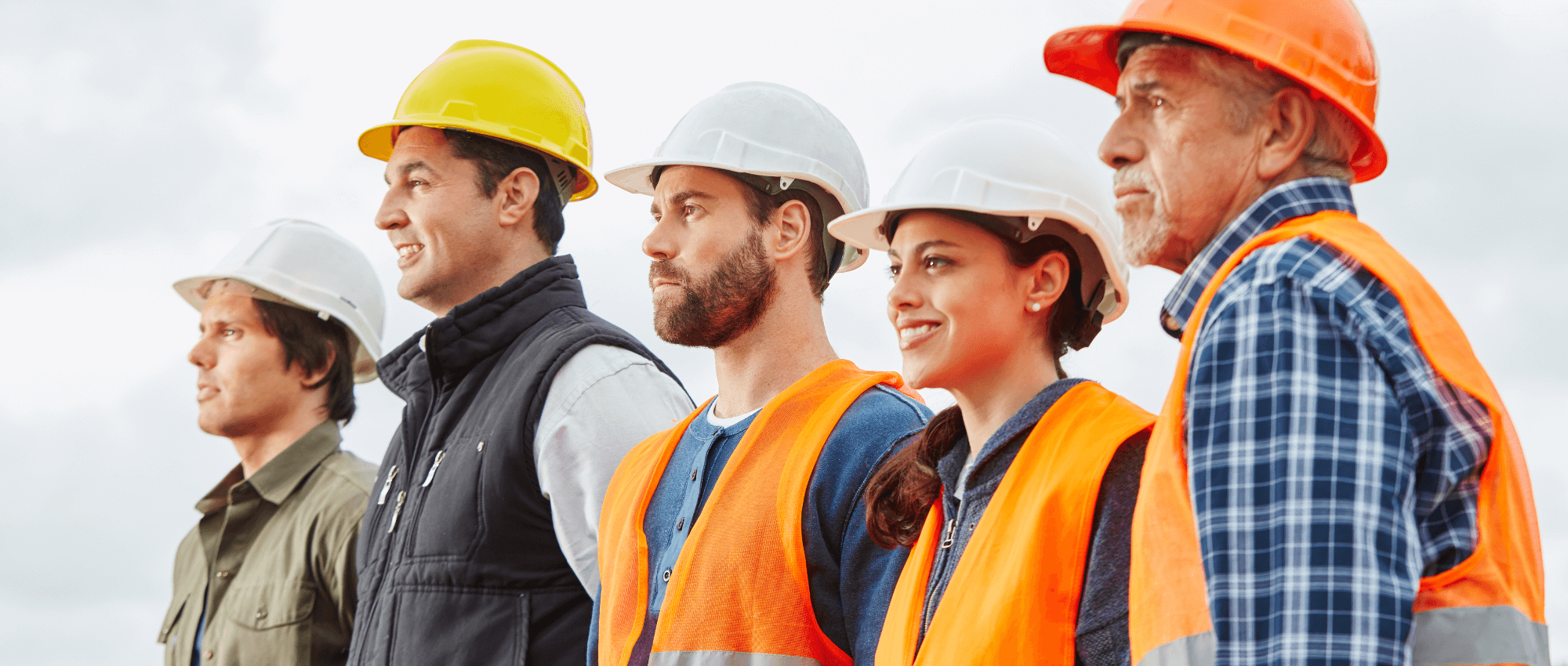 male and female construction workers