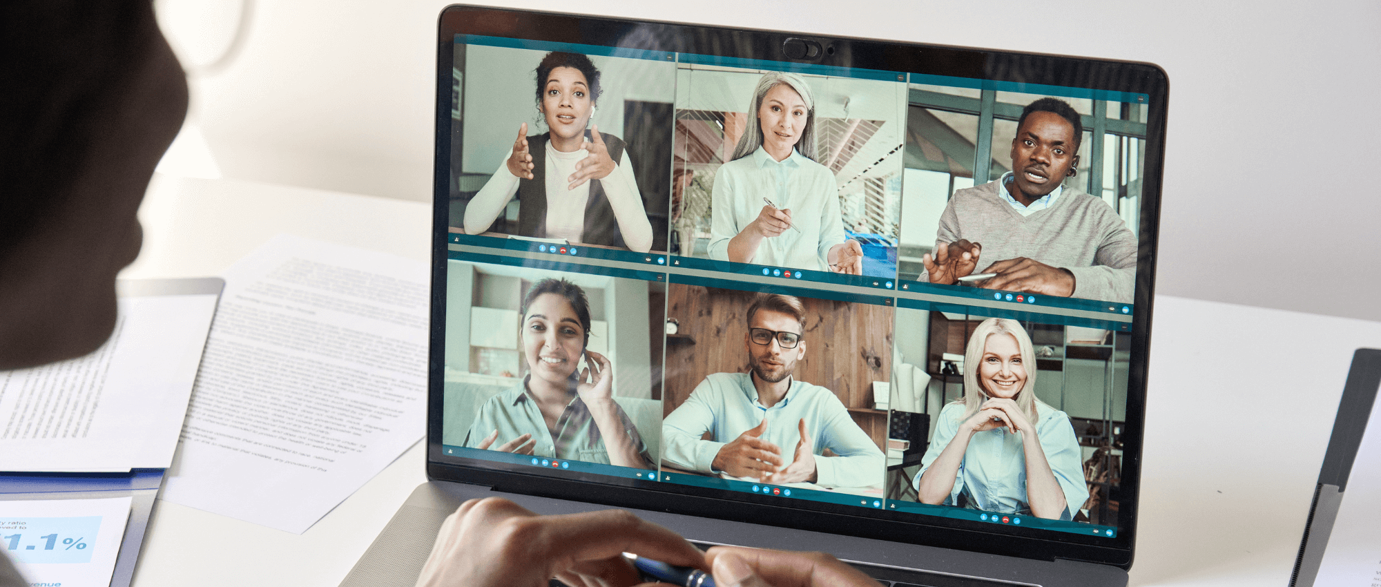 video call with diverse people