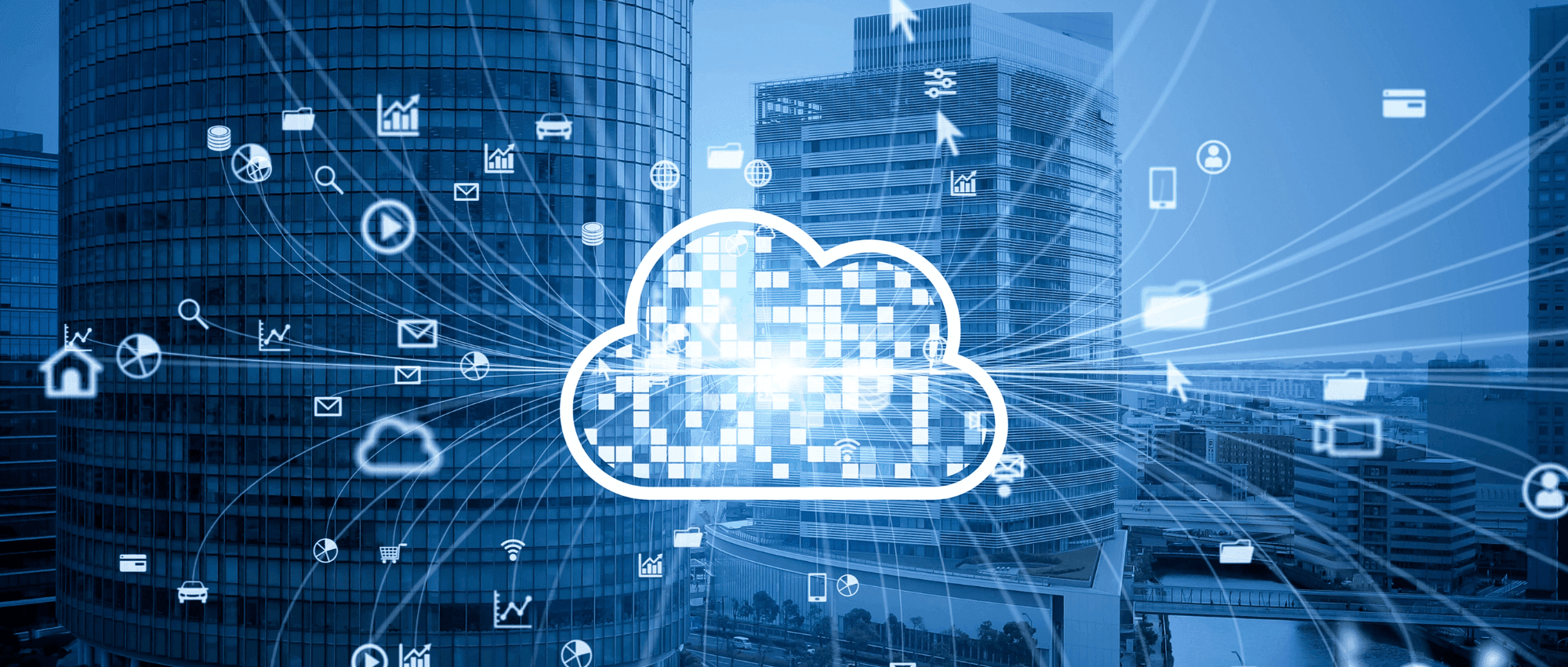 A cloud icon connected to different devices