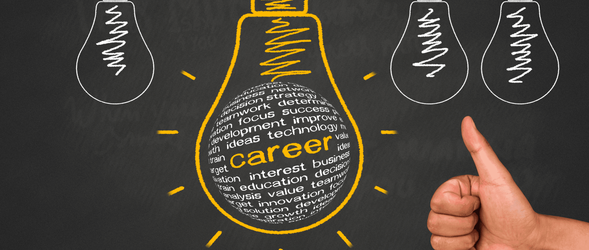 Lightbulb with text and thumbs up