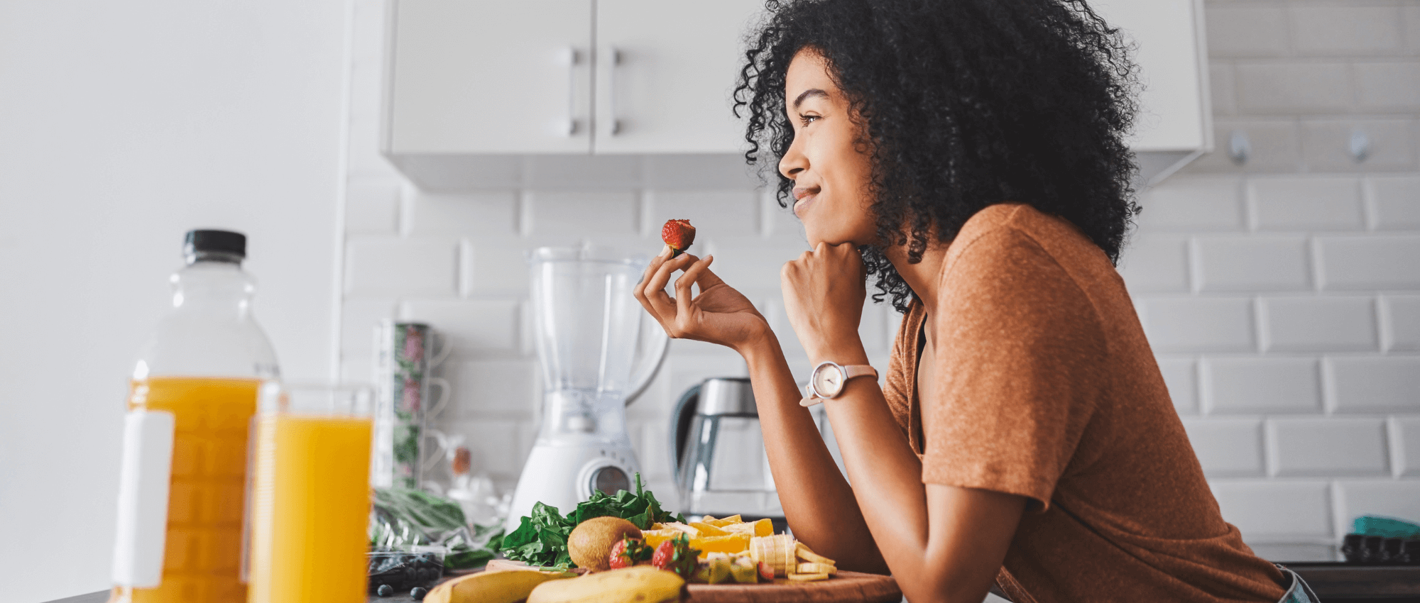 woman eating nutritious meal